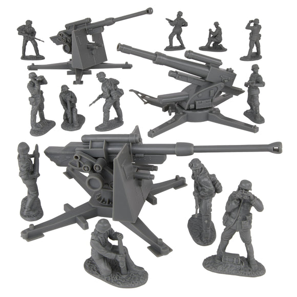 BMC Toys Classic Toy Soldiers WW2 German Artillery Charcoal-Gray Playset Accessories Vignette