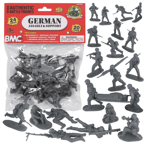 BMC Toys Classic Toy Soldiers WW2 German Assault Support Figures Gray Main