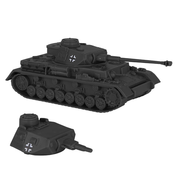 BMC Toys Classic Toy Soldiers WW2 Tank German Panzer Tank Dark Gray Long Barrel Vignette