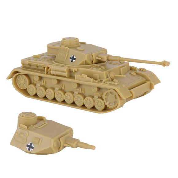 BMC Toys Classic Toy Soldiers WW2 Tank German Panzer Tank Tan Long Barrel Vignette