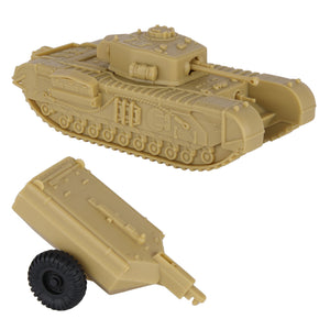 BMC Toys Classic Toy Soldiers WW2 Tank Uk Churchill Crocodile Tank Tan Front View