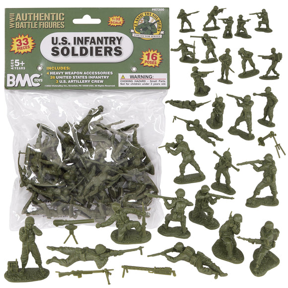 BMC Toys Classic Toy Soldiers WW2 US Soldier Figures OD Green Main